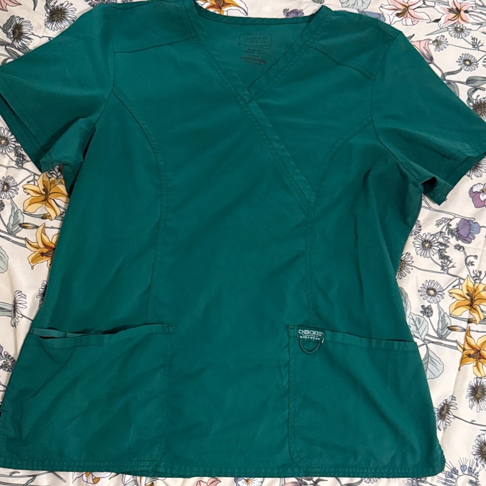 Cherokee Women's Hunter Green scrub Top